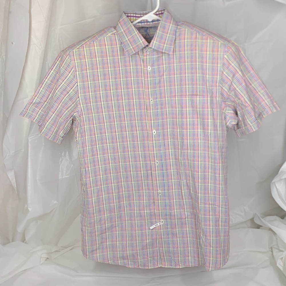 Men Bugatchi Multicolor Shaped Fit Button Short S… - image 4